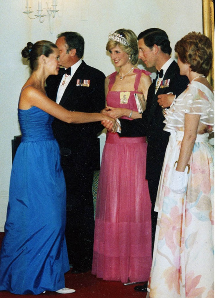 Diane Bregg meets The Prince and Princess of Wales at Rideau Hall as guest of Lily Schreyer at right in Ottawa during their first visit to Canada in 1983. Peter Bregg